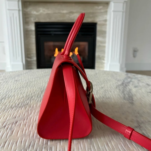 Authentic Delvaux Box Calfskin Mini Brilliant Satchel Red - Picture 3 of 16